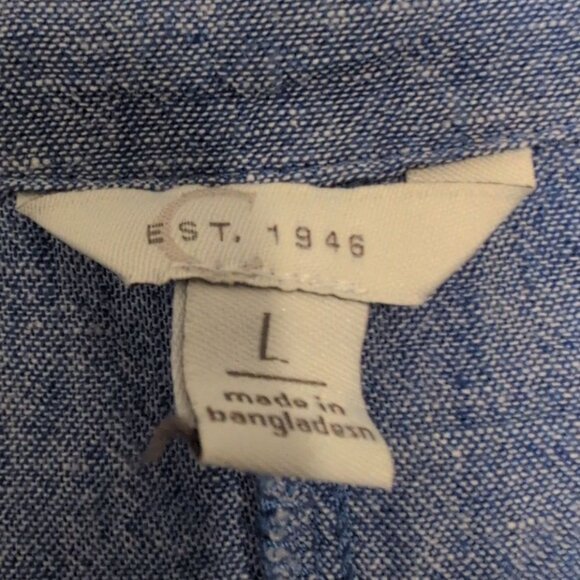 Cato Linen Blend Shirt Womens Size Large Blue Dolman Roll Tab Sleeves Coastal - Picture 5 of 8